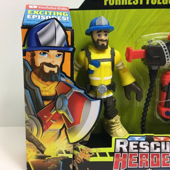 Rescue Heroes Forrest Fuego 6" Action Figure Accessories Fisher Price Youtube - Picture 10 of 12